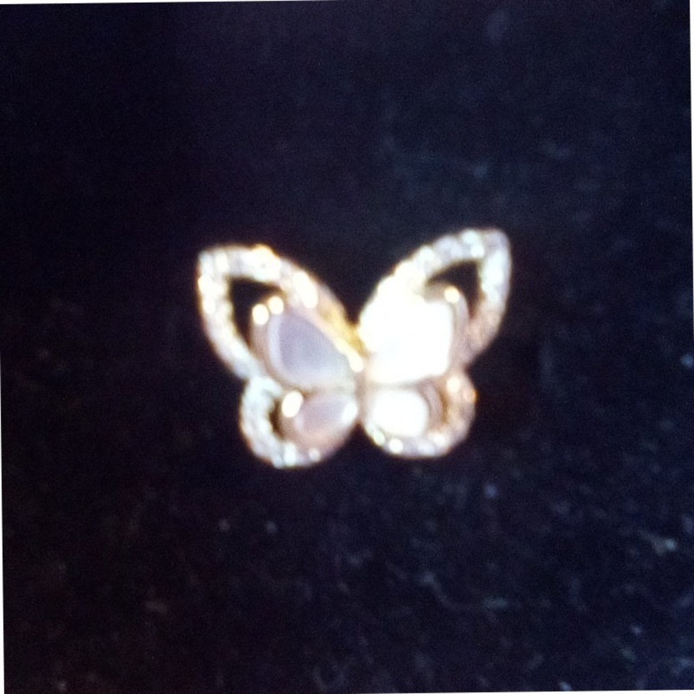 Charter Club Gold Plated Cubic Zirconia Mother of Pearl Mini Butterfly Ring  (5) - Picture 2 of 10